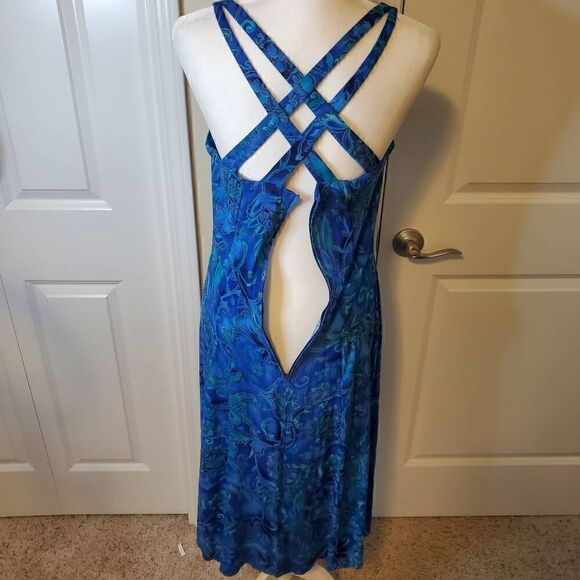 Dawn Joy Vintage Blue Bohemian Rayon Dress - Picture 10 of 11